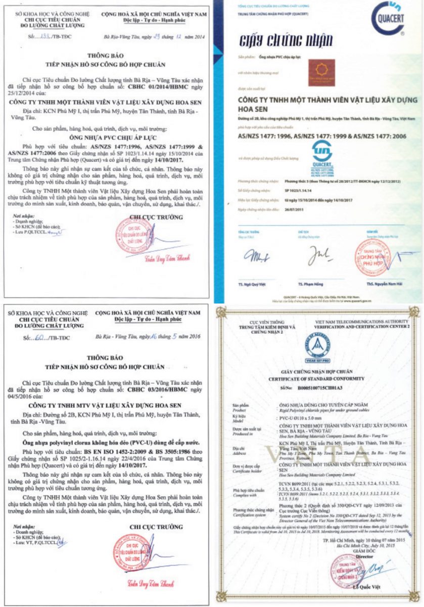 Hoa Sen đạt được nhiều giấy chứng nhận chất lượng các loại