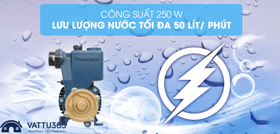 máy bơm nước panasonic 250w có lưu lượng nước tối đa bơm được đạt 50 lít/ phút