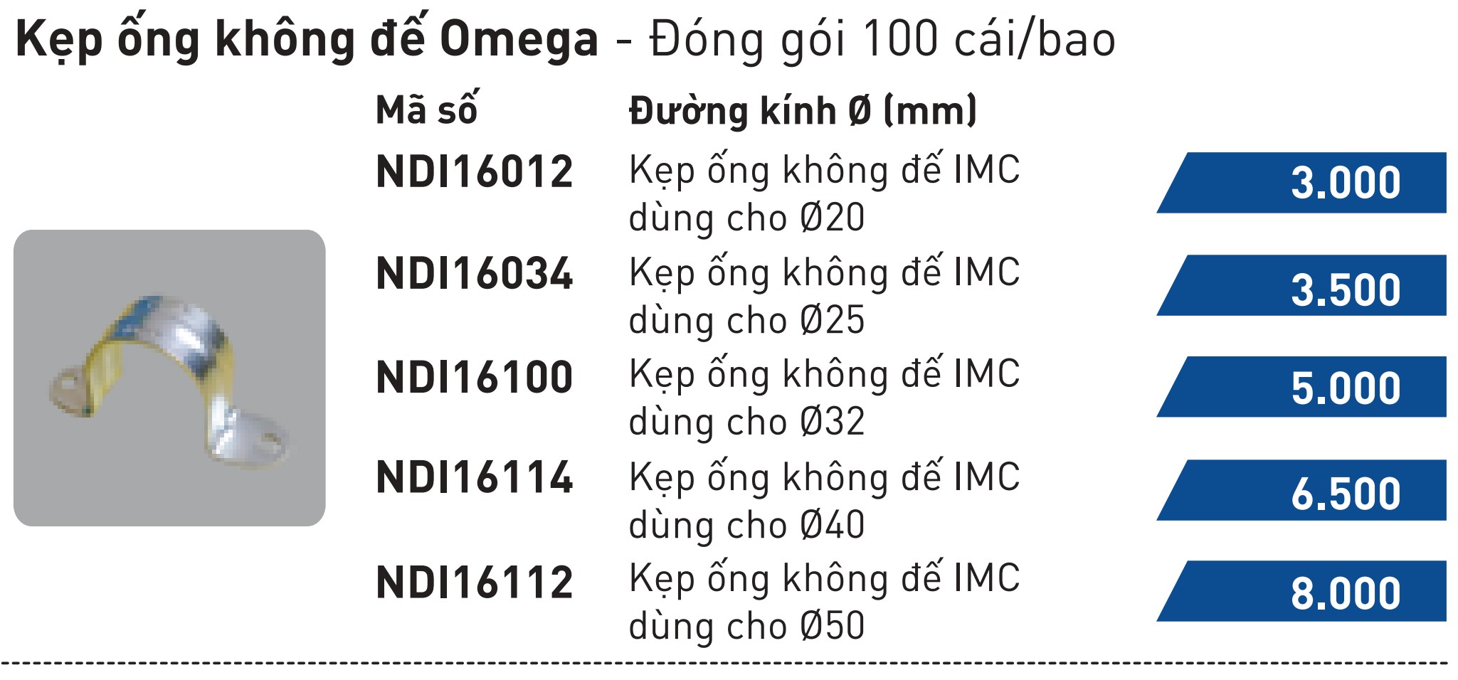 Catalogue kẹp ống Omega Nanoco