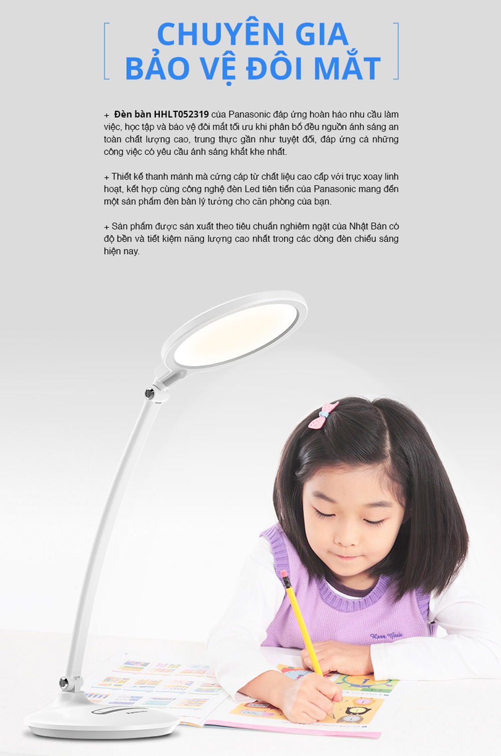 Đèn bàn LED Panasonic HH-LT0523 - Chuyên gia bảo vệ mắt được hàng triệu khách hàng tin dùng