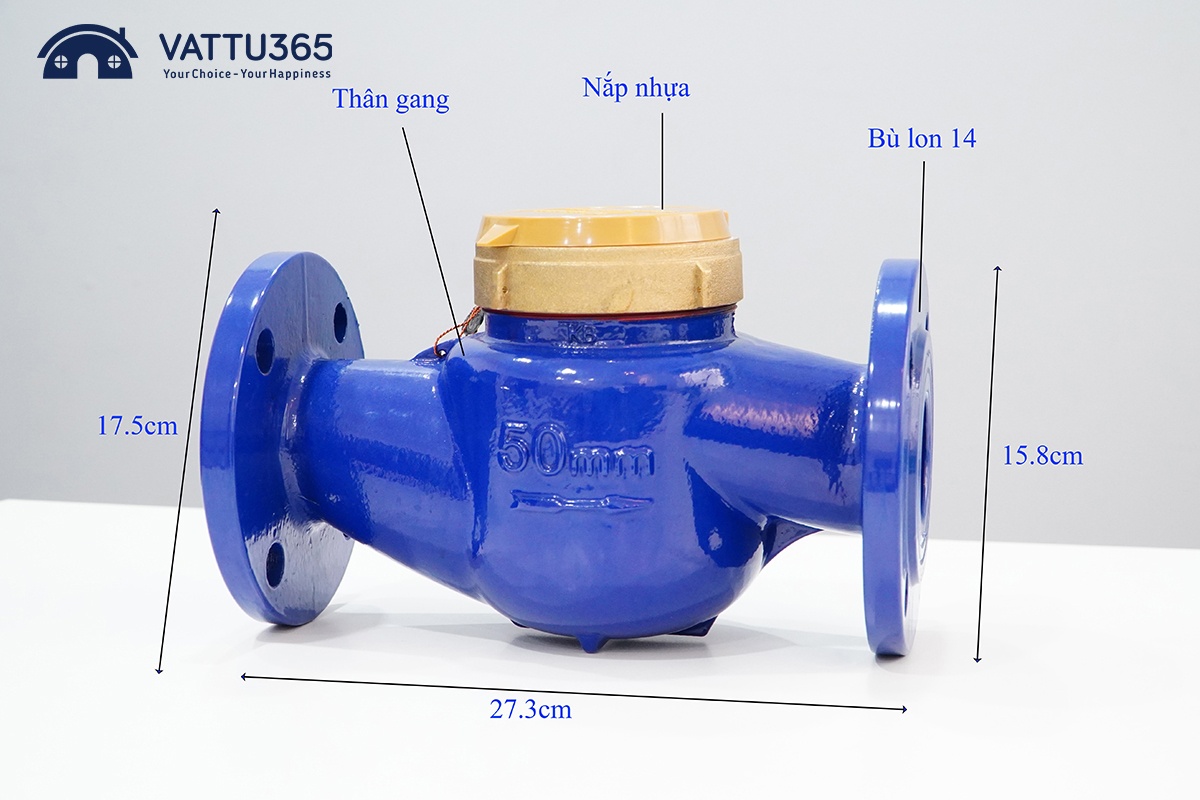 Kích thước của Đồng hồ nước từ Fuda Phi 60 - DN50