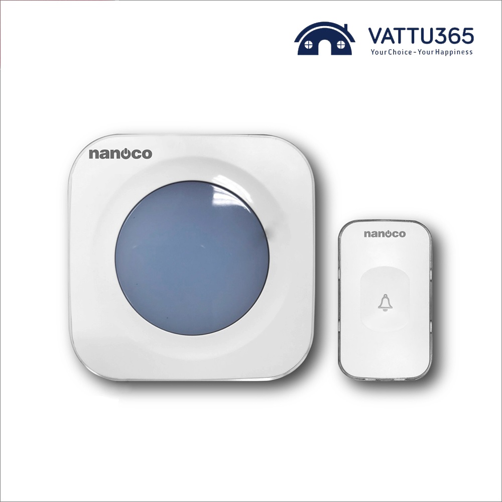 Bộ Chuông điện không dây Nanoco ND157 màu xanh gồm chuông và nút nhấn chuông