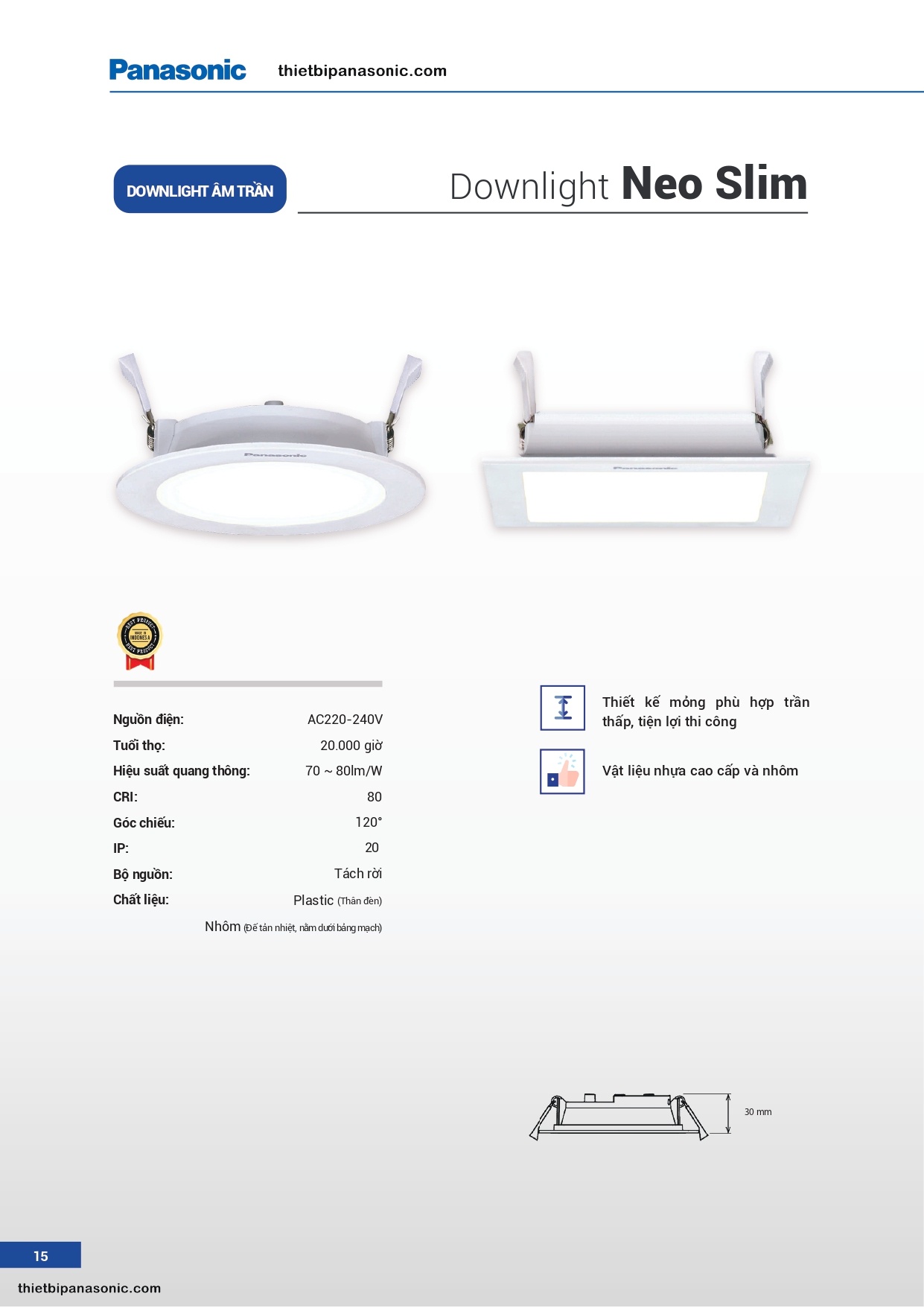 Catalogue - Bảng giá đèn LED âm trần Panasonic 2022 (Trang 6/17)