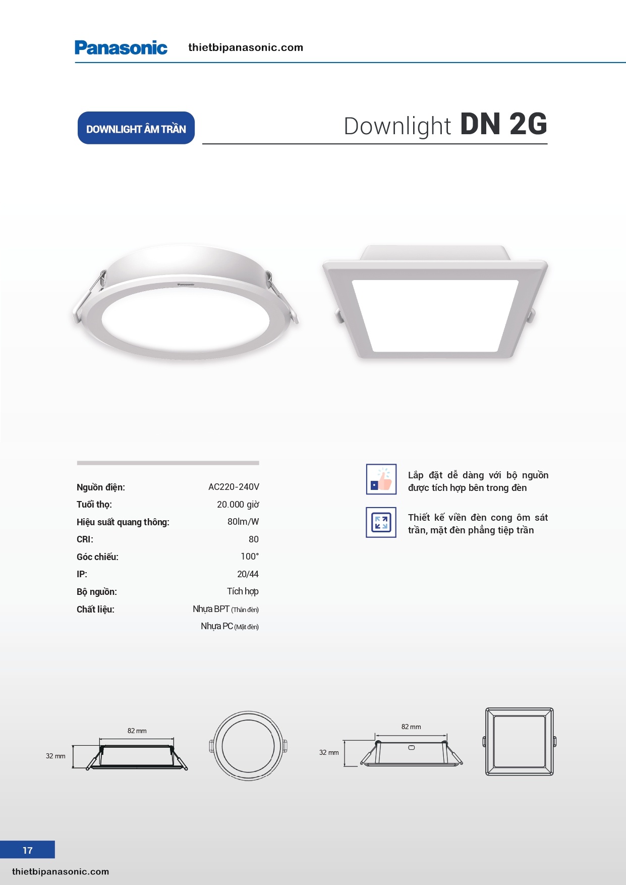 Catalogue - Bảng giá đèn LED âm trần Panasonic 2022 (Trang 8/17)
