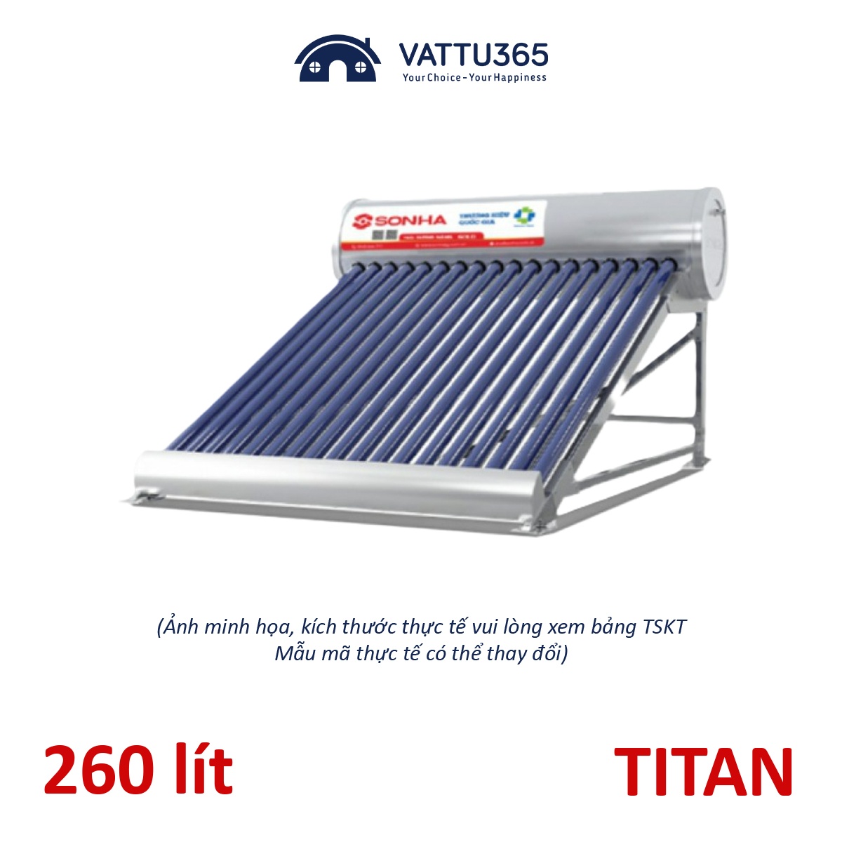 Máy nước nóng năng lượng mặt trời Sơn Hà TDN TITAN 260 Lít