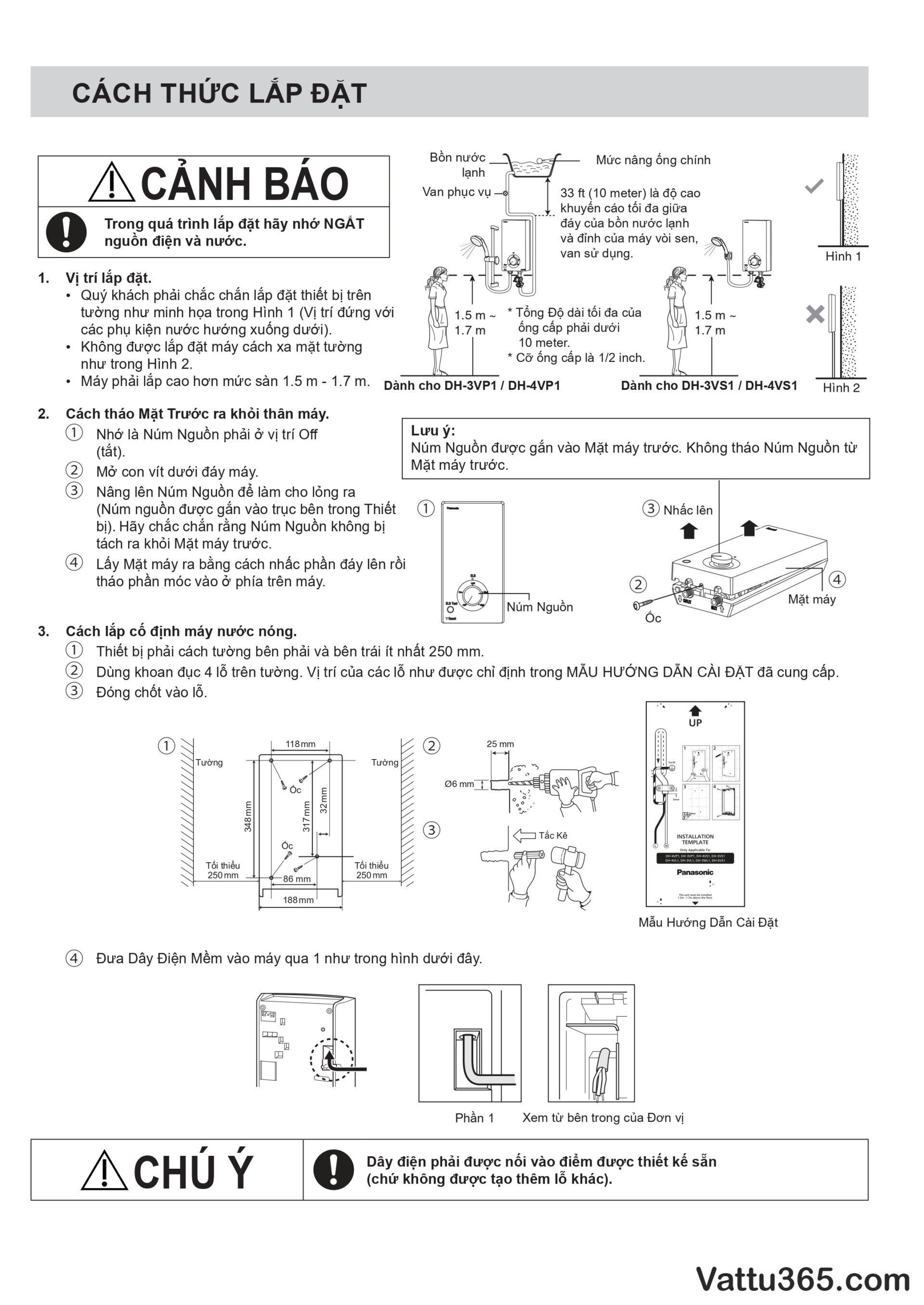 Hướng dẫn sử dụng và lắp đặt máy nước nóng Panasonic V-Series - Trang 12/16