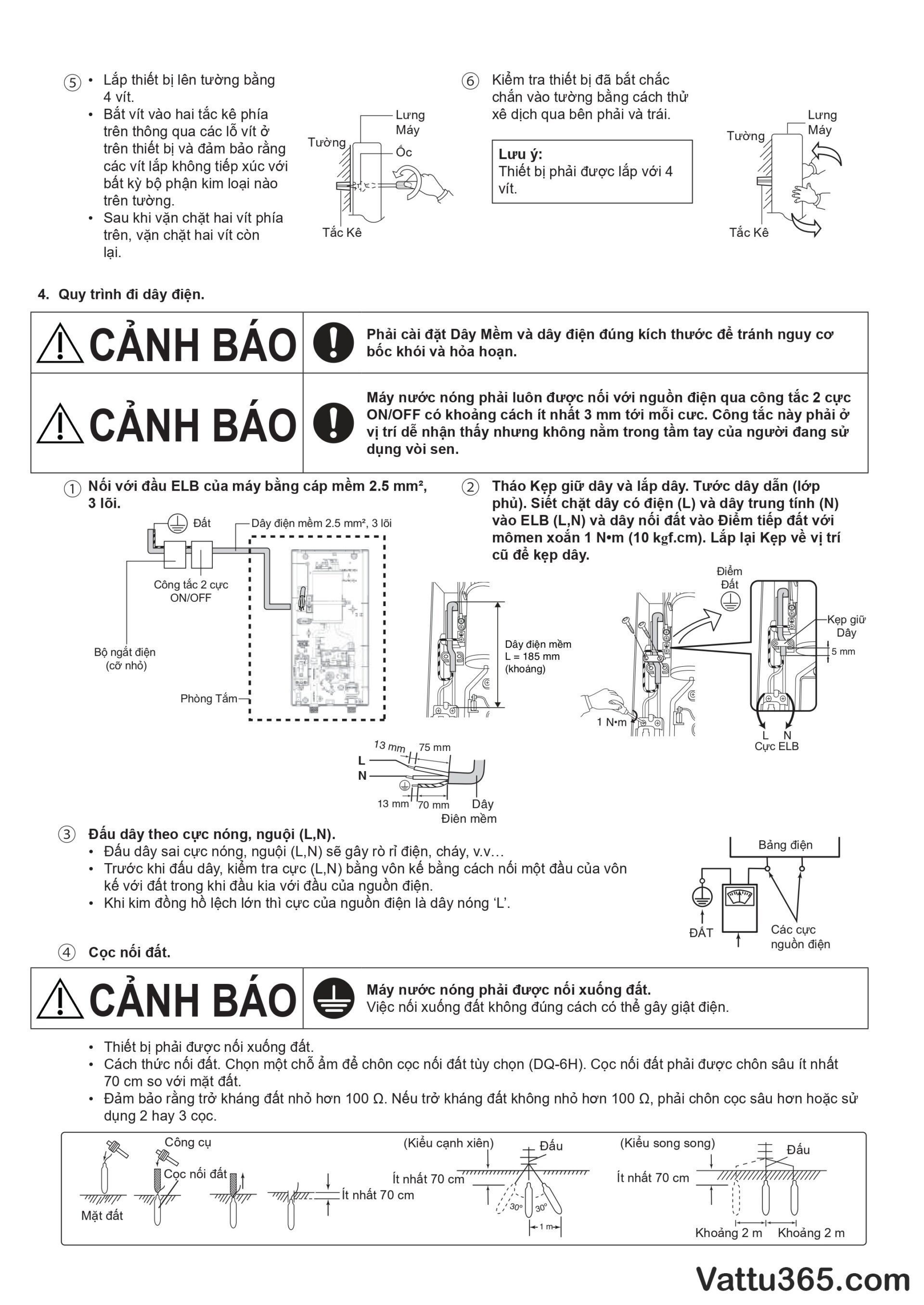 Hướng dẫn sử dụng và lắp đặt máy nước nóng Panasonic V-Series - Trang 13/16