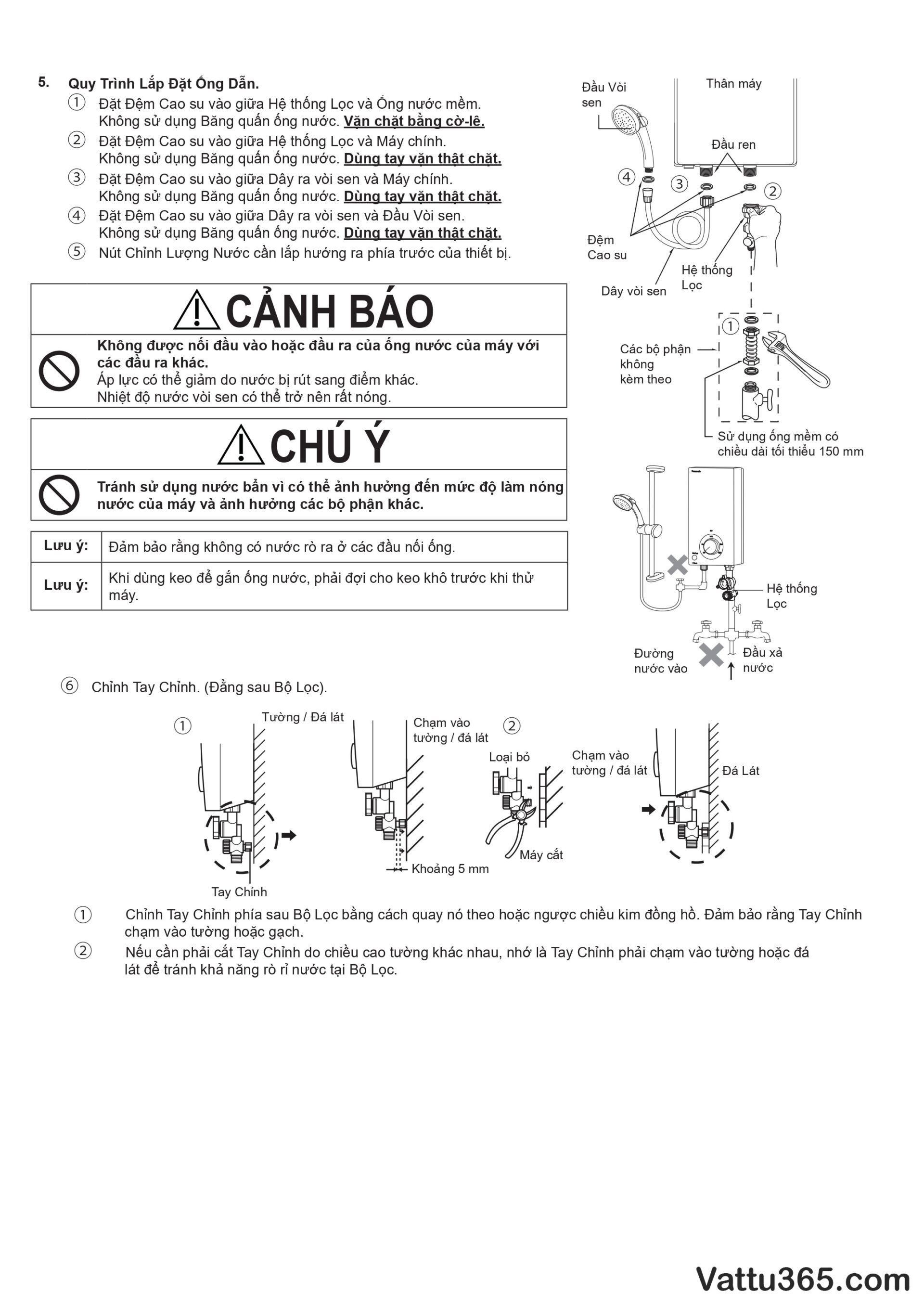 Hướng dẫn sử dụng và lắp đặt máy nước nóng Panasonic V-Series - Trang 14/16