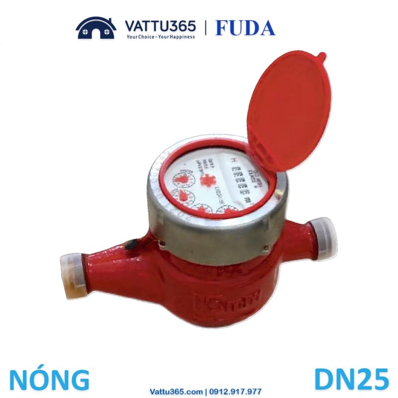 Đồng hồ nước cơ thân gang Fuda DN25 cho nước nóng