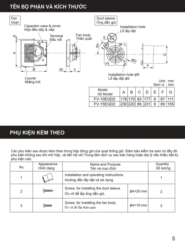 Hướng dẫn lắp đặt và sử dụng Quạt hút Panasonic FV-10EGD2