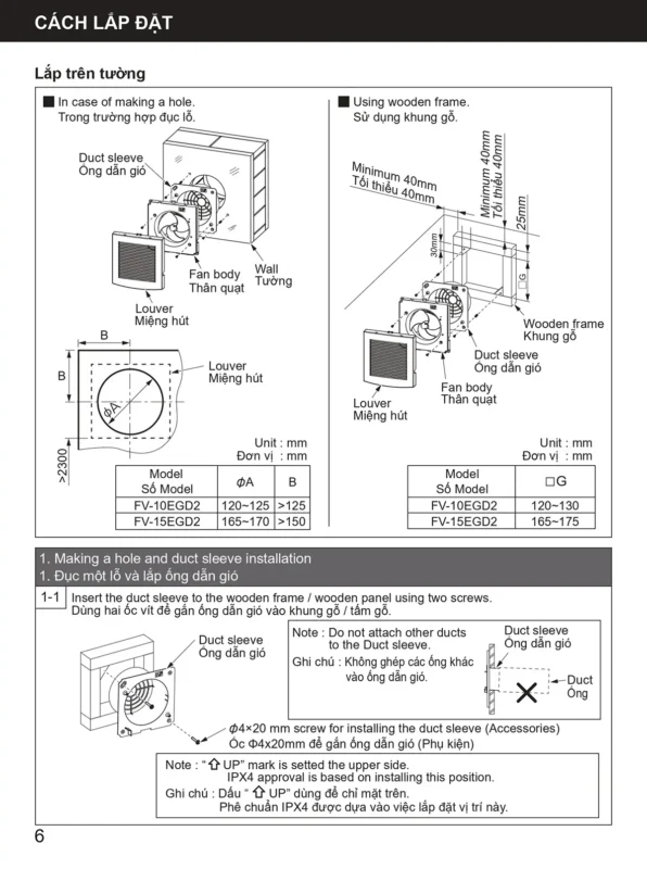 Hướng dẫn lắp đặt và sử dụng Quạt hút Panasonic FV-10EGD2