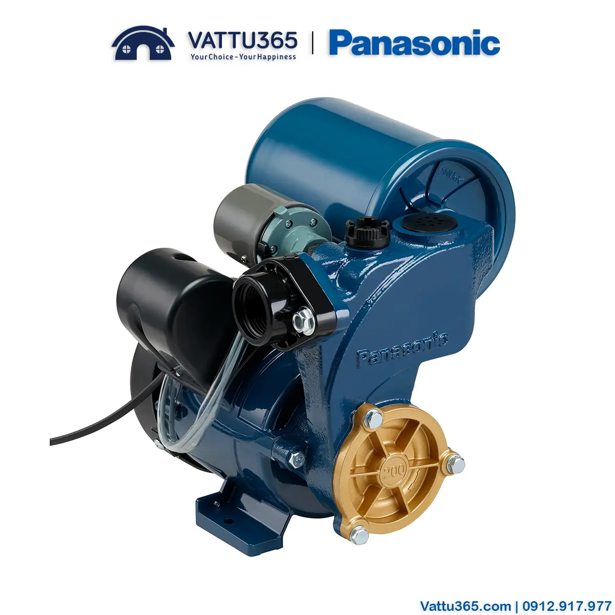 Máy bơm tăng áp Panasonic A-201JAK 200W | Dây điện 125cm + phích cắm 6 Thân động cơ của Máy bơm tăng áp Panasonic 200W A-201JAK được làm bằng nhôm không gỉ và vỏ bằng đồng thau
