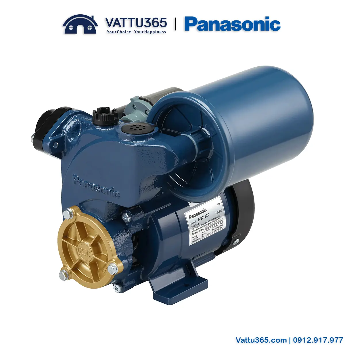 Máy bơm tăng áp Panasonic A-201JAK 200W | Dây điện 125cm + phích cắm 4 Máy bơm Panasonic 200W A-201JAK được trang bị bộ bảo vệ quá nhiệt 130 độ C tăng cường khả năng chống nước. Chức năng bảo vệ stato kép chống mài món, chống đoản mạch